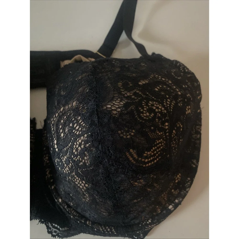 ThirdLove 24/7 Lace Balconette Bra 44D Black Padded Underwire Multiway Straps